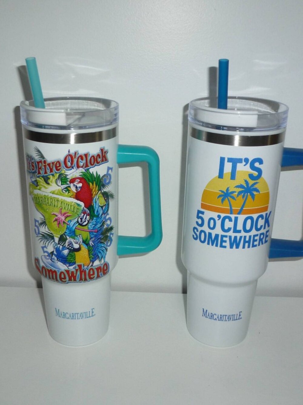 2 Margaritaville "It's Five O'Clock Somewhere" 40 Oz Travel Tumblers